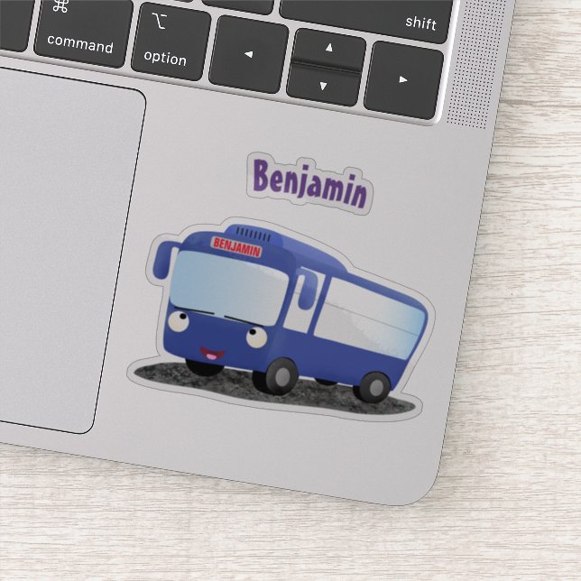Sticker Illustration d'un bus moderne bleu mignon (Détail)