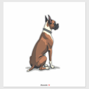 Sticker Illustration d'un chien Boxer vintage vu de dos Br