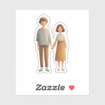 Illustration d'un couple mignon, se tenant la main