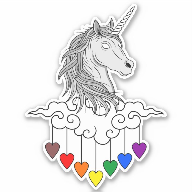 Sticker Illustration d'un licorne majestueuse (Devant)