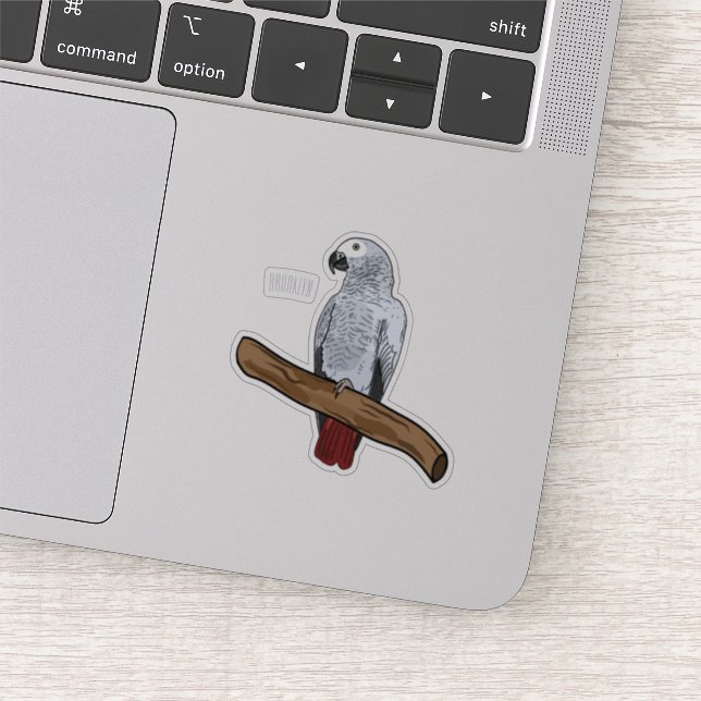 Sticker Illustration d'un perroquet gris en Afrique (Détail)