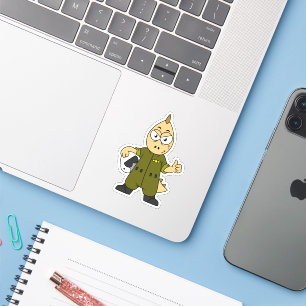 Sticker Illustration D'Un Pilote À Jet Allosaurus.