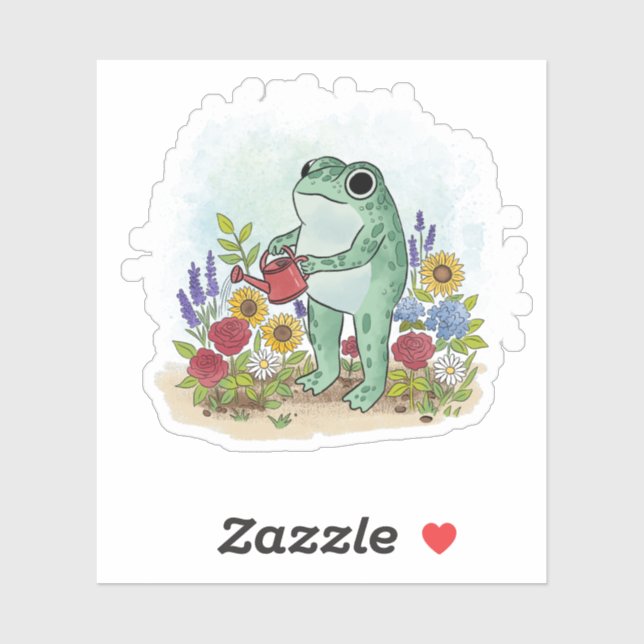 Sticker Illustration d'une grenouille fantaisiste mignonne (Feuille)