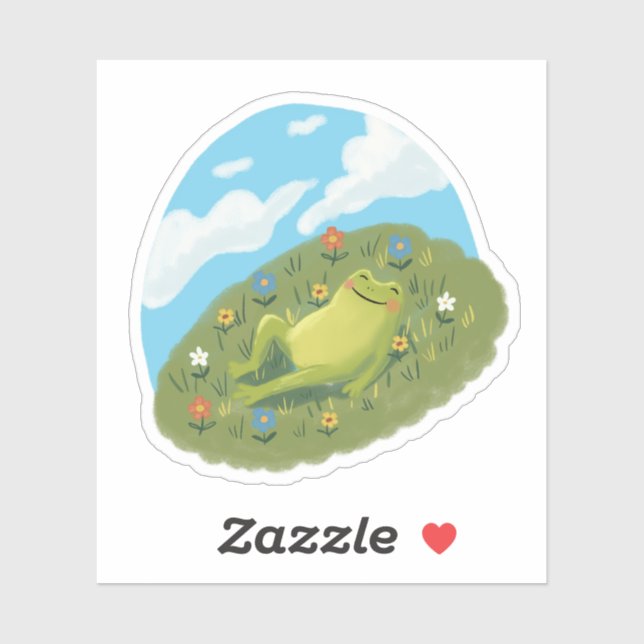 Sticker Illustration d'une grenouille fantaisiste se déten (Feuille)