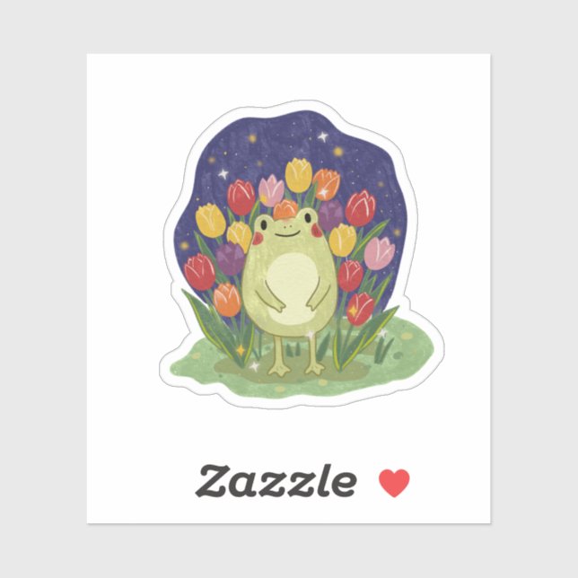 Sticker Illustration d'une grenouille mignonne dans un jar (Feuille)