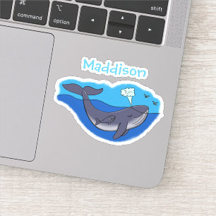 Sticker Illustration d'une jolie mère et d'un bébé baleine