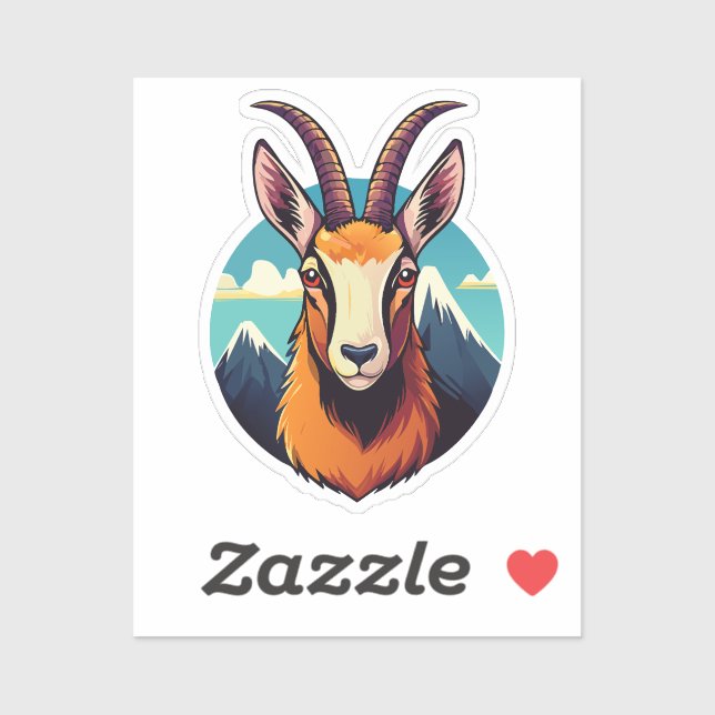 Sticker Illustration d'une tête de chamois (Feuille)