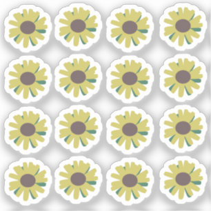 Sticker Illustration florale botanique des Tournesols