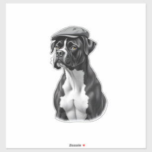 Sticker Illustration graphique monochrome de Boxer vintage