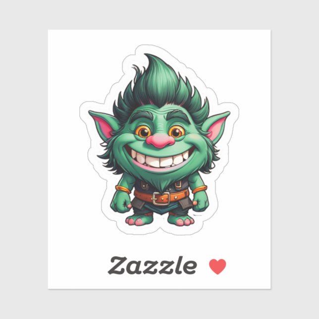 Sticker Illustration Happy Little Troll Chibi (Feuille)