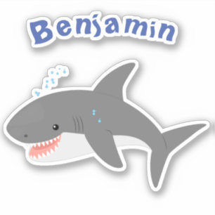 Sticker Illustration joyeuse du grand requin blanc