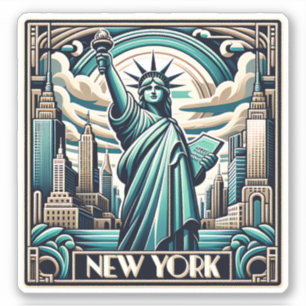 Sticker Illustration New York style Art déco