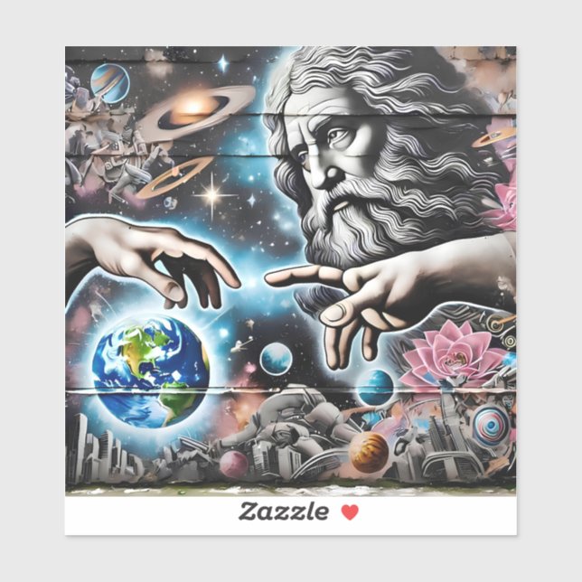 Sticker  illustration of god creating the universe (Feuille)