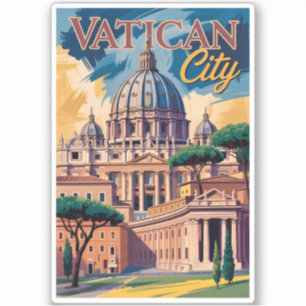 Sticker Illustration picturale de la Cité du Vatican Art d