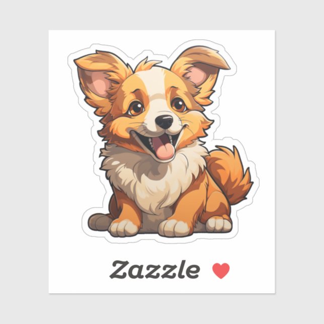 Sticker Illustration pour chien de dessin (Feuille)