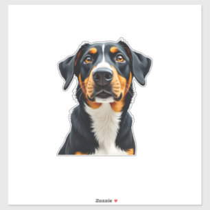 Sticker Illustration Rétro Portrait de Chien Coloré Vintag