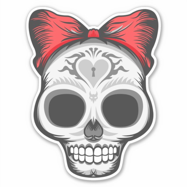 Sticker Illustration Super Girly Sugar Skull (Devant)