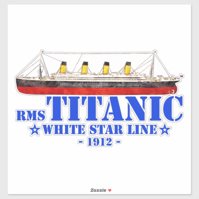 Sticker Illustration Titanic RMS - White Star Line 1912 (Feuille)