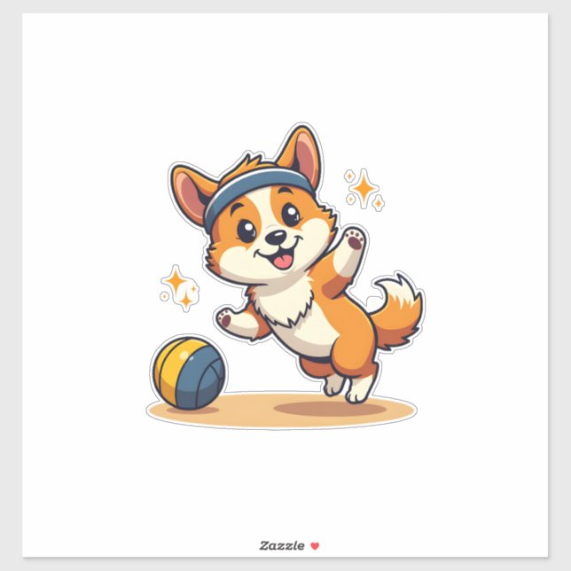 Sticker Illustration vectorielle de chien de volley-ball C (Feuille)