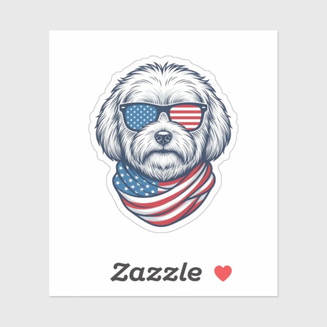Sticker Illustration vectorielle de chien duveteux patriot (Feuille)