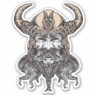 Sticker Illustration Viking nordique