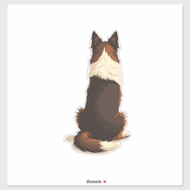 Sticker Illustration vintage de Border Collie vu de dos (Feuille)
