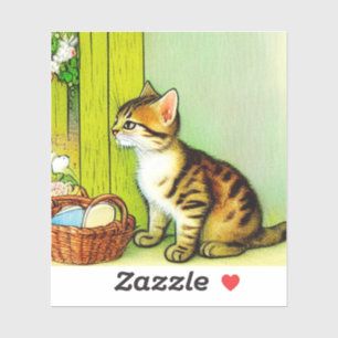 Sticker Illustration vintage Tabby Cat