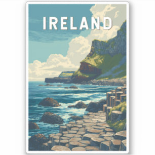 Sticker Illustration Voyage Irlande Art Vintage