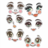illustrations d'art de visage de poupée mignonne