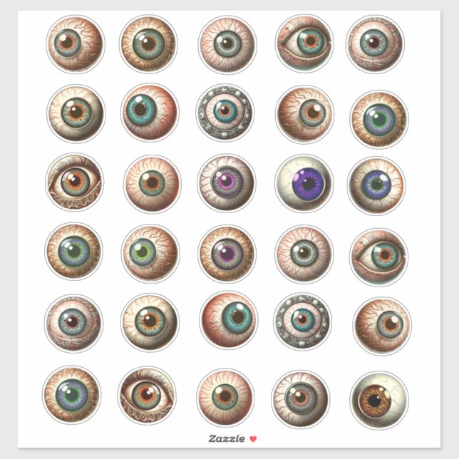 Sticker illustrations d'art en couleur de globes oculaires (Feuille)