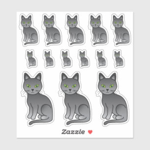 Sticker Illustrations de chats en carton bleu russe