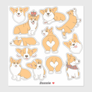 Sticker Illustrations de Chien Corgi mignonne tendance