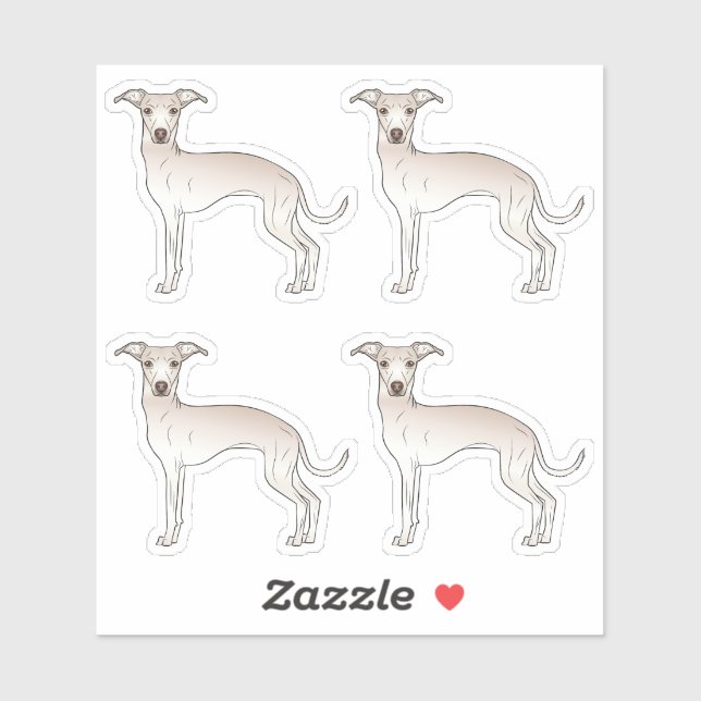 Sticker Illustrations de Chien de Cartoon de Cream Italien (Feuille)
