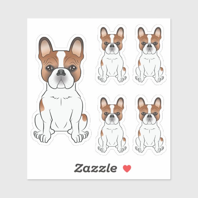 Sticker Illustrations de chien de dessin animé Bouledogue  (Feuille)