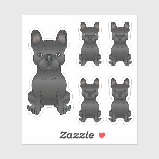 Sticker Illustrations de chien de dessin animé Bouledogue  (Feuille)