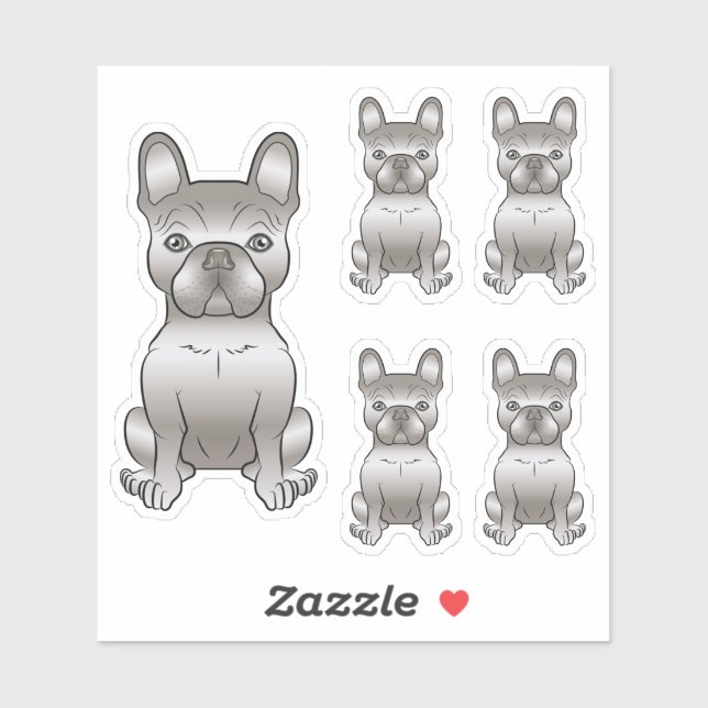 Sticker Illustrations de chien de dessin animé Bouledogue  (Feuille)