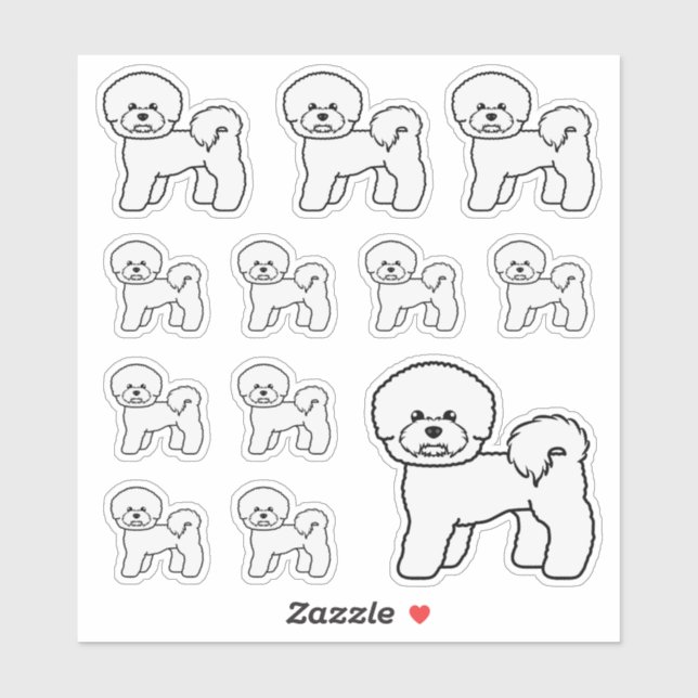 Sticker Illustrations de chien de dessin animé mignon Bich (Feuille)