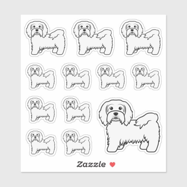 Sticker Illustrations de chien de dessin animé mignon hava (Feuille)