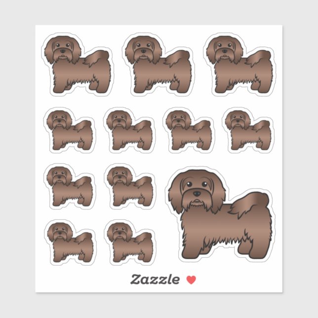 Sticker Illustrations de chien de dessin animé mignon Hava (Feuille)