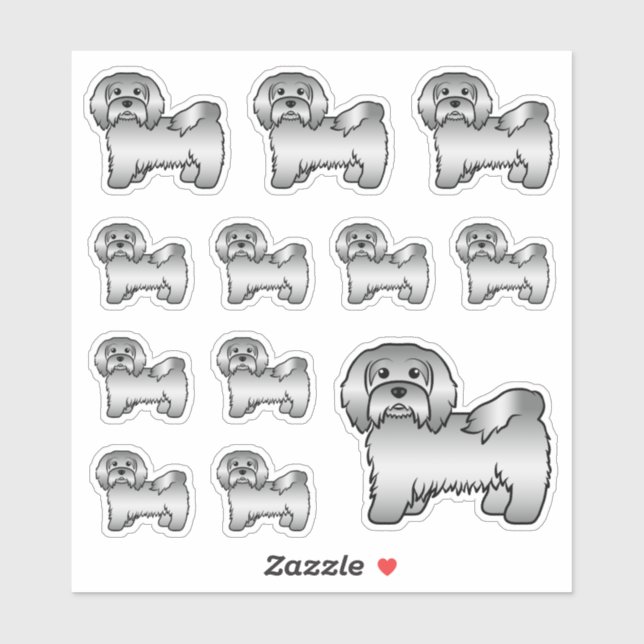 Sticker Illustrations de chien de dessin animé mignon hava (Feuille)