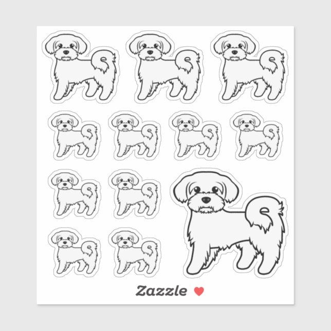 Sticker Illustrations de chien de dessin animé mignon malt (Feuille)