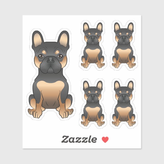 Sticker Illustrations de chien mignon Bouledogue français  (Feuille)