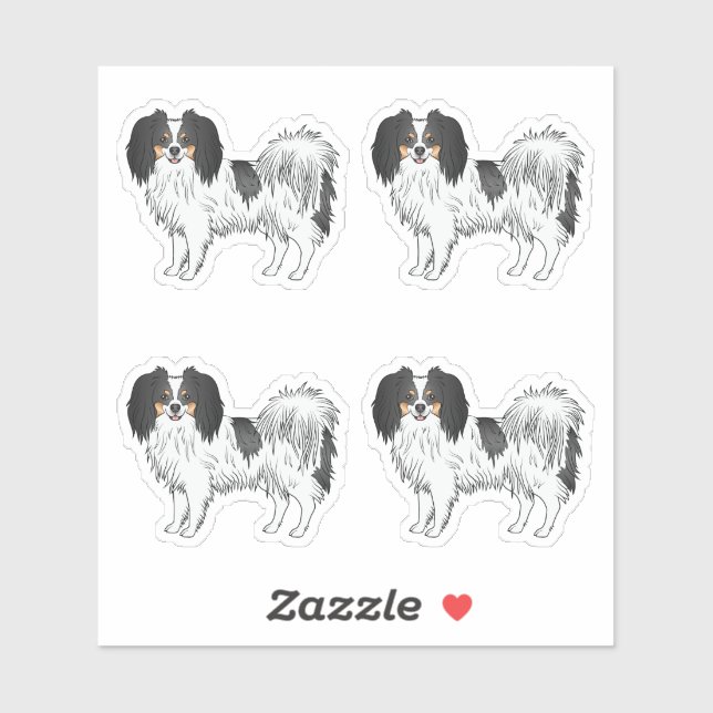 Sticker Illustrations de dessins animés de chien Phalène t (Feuille)