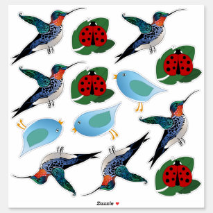 Sticker Illustrations de Ladybug, Oiseau de mer bleu