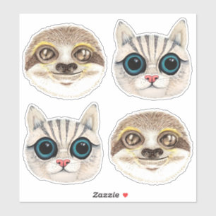 Sticker Illustrations de l'aquarelle de la face de la fent