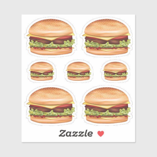 Sticker Illustrations de restauration rapide de hamburger (Feuille)