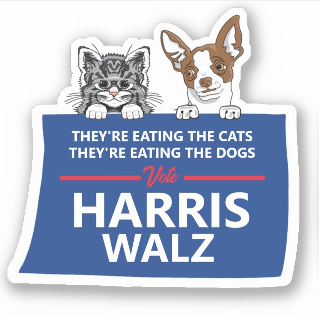 Sticker Ils mangent les animaux - Vote Harris Walz (Devant)