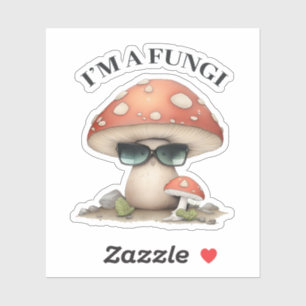 Sticker "I'm A Fungi" Cute Champagne avec lunettes de sole