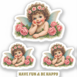 Sticker Image à découper - Enfant fée vintage allongé dans