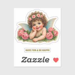 Sticker Image à découper - Enfant fée vintage allongé dans